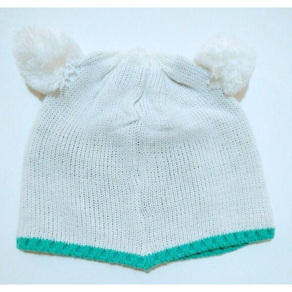 Kids Polar Bear White Pom Pom Beanie Boys Girls Knit Fall Winter Hat One Size OS - Picture 2 of 3